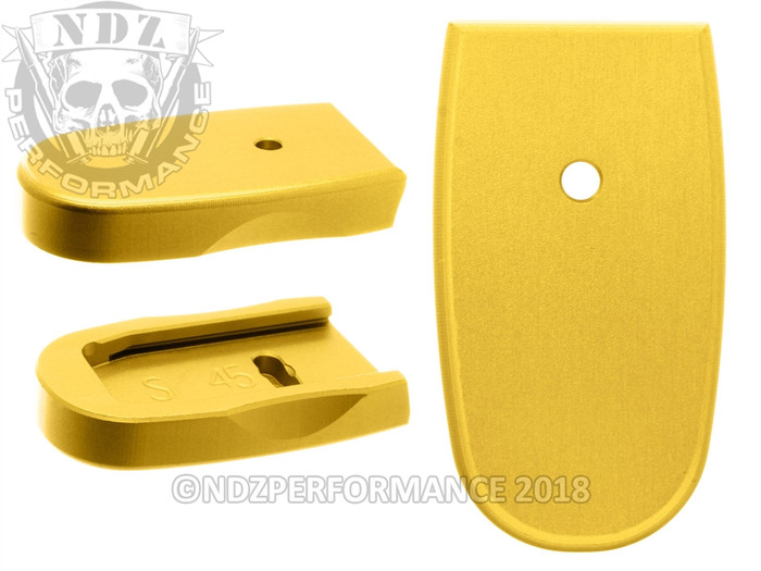 NDZ Gold Magazine Plate for Smith & Wesson Shield .45 6RD - All Angles