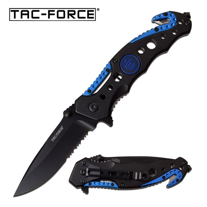 TAC-FORCE TF-723BL Police 3.25" Spring Assisted Pocket Knife Black Blue