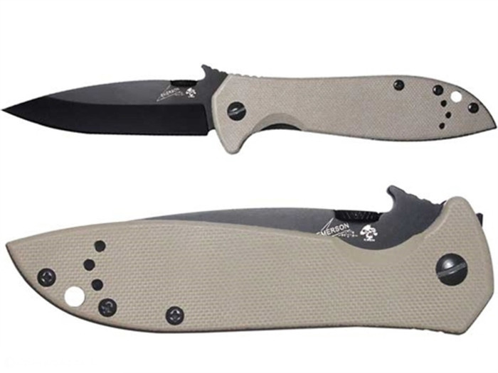 Kershaw Emerson Wave Pocket Knife CQC-4K P/N 6054BRNBLK - Blade Open and Closed