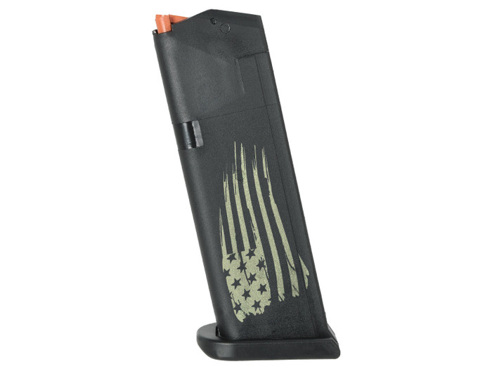 Glock OEM Magazine for 19 Gen 5 10 Round 9mm WTP Distressed Flag No Text