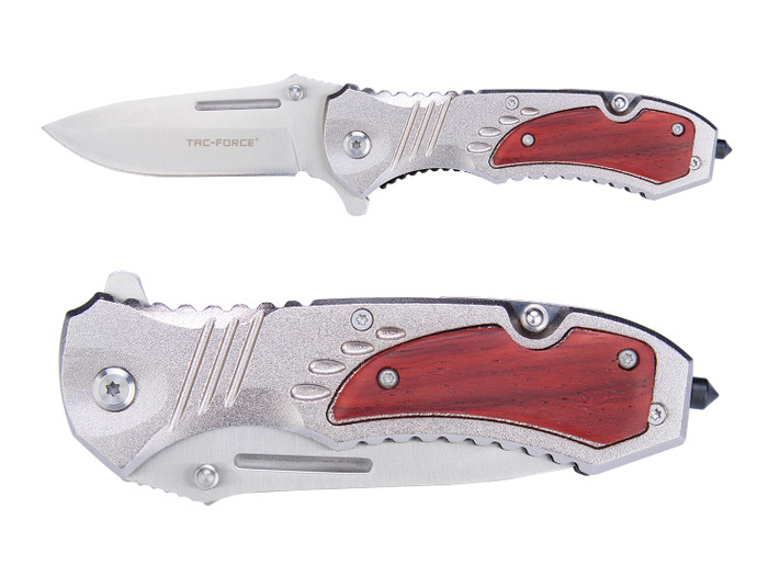 Tac-Force TF-606SRW Spring Assisted Knife Stainless - Blade Open and Closed
