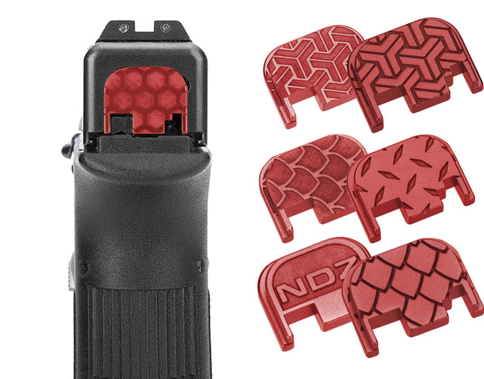 NDZ Glock Gen 1-4 Rear Slide Cover Plate with Deep Laser Engraving in Red