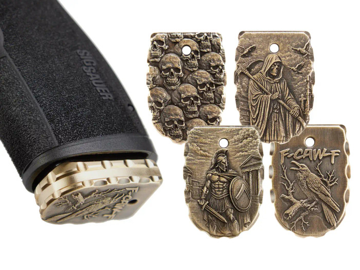 NDZ Sig Sauer P365 X Macro, Fuse Magazine Plate Heavyweight Brass, 3D Designs - Multiple Variations