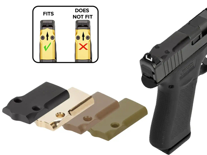 NDZ Glock 43X, 48 MOS Optic Cover Plate, Brass - Multiple Variations with Chart