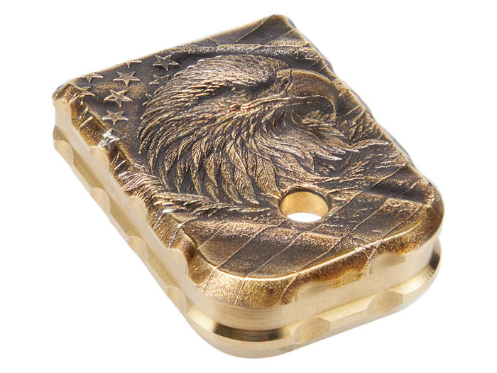 NDZ Glock V-Series Extra Thick Magazine Floor Plate Heavyweight Brass, 3D Designs - Bottom View