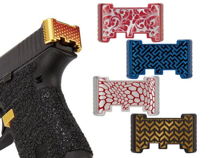 NDZ Glock 43 43X 48 Slide Racker Plate with Engraved Patterns - Multiple Variations
