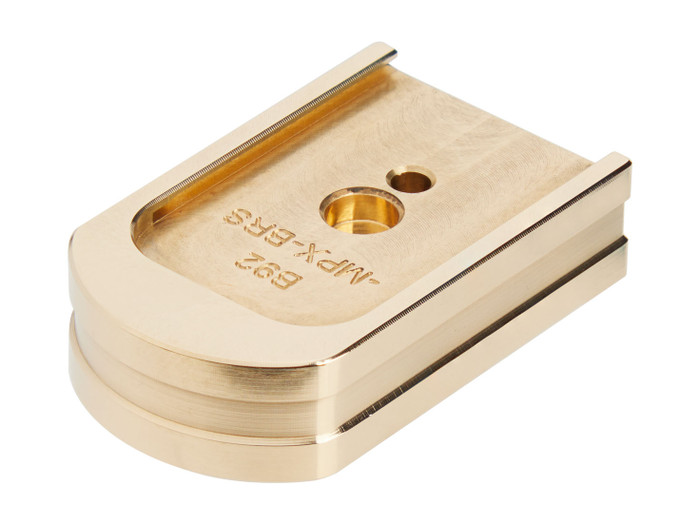 NDZ Beretta 92 & 96 Extended Magazine Plate, Brass - Angled View