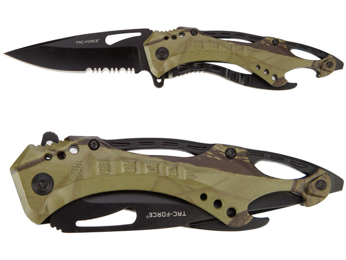 TAC TAC-FORCE TF-876 Spring Assisted Folding EDC Knife Wooden Handle