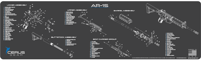 Cerus Gear Gun Mat for AR-15 Schematic Magnum Promat Grey Blue