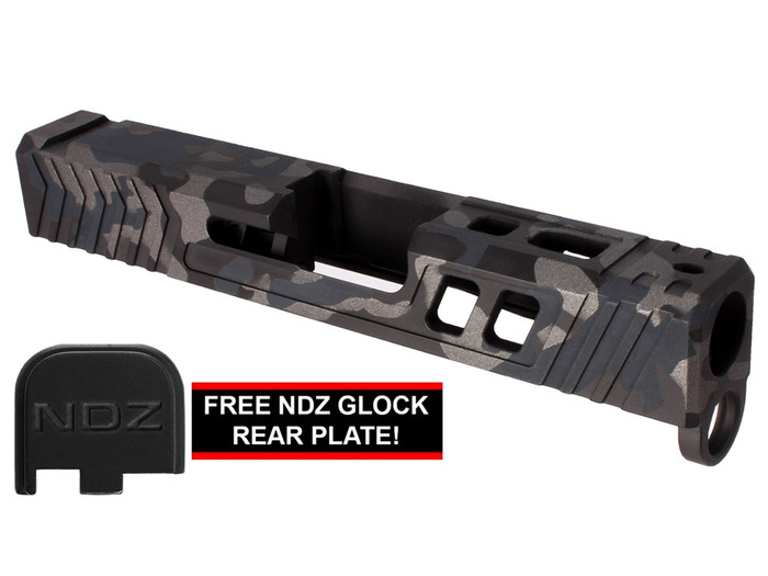 NDZ43 T.R.O.I. Slide Upgrade For Glock 43 43X in Cerakote Multicam Black, Tungsten & Grey