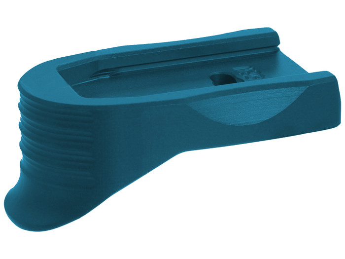 NDZ Blue Magazine Plate Finger Extension Textured for Smith & Wesson Shield .45 6RD - Angled View Down