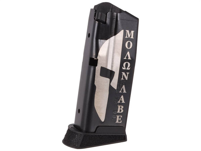 Sig Sauer P365 10 Round Magazine With Laser Engraved Molon Labe Spartan Helmet & Finger Extension