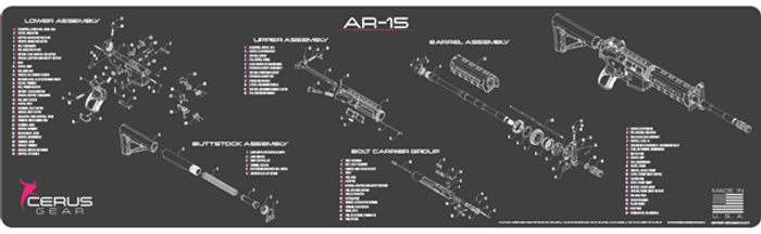 Cerus Gear Gun Mat for AR-15 Schematic Magnum Promat Grey Pink