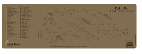 Cerus Gear Gun Mat for Springfield M1A Rifle Schematic Promat Coyote Brown