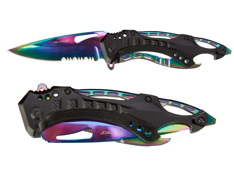 TAC-FORCE TF-705RB Skeleton 3.25" Rainbow Spring Assisted Folding Pocket Knife - All Angles