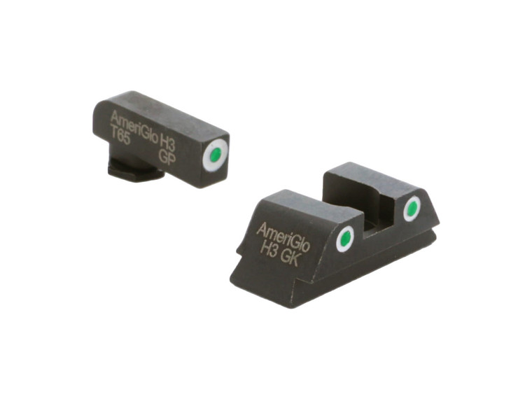 AmeriGlo Classic Sight Set White Dots for Glock 42 43 - Angled View Right