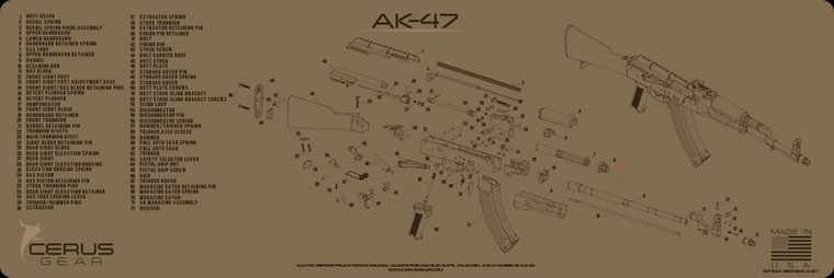 Cerus Gear Gun Mat for AK-47 Schematic Magnum Promat Coyote Brown