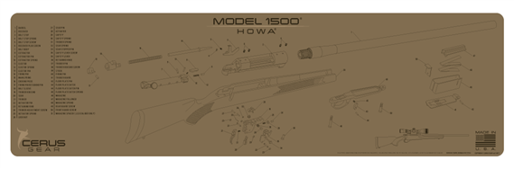 Cerus Gear Gun Mat for HOWA 1500 Magnun Schematic Promat Coyote Brown