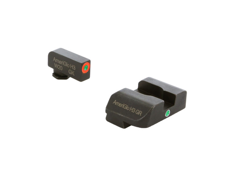 AmeriGlo 1-Dot Sight Set Orange and Green for Glock GEN 1-4 20 20SF 21 21SF 29 29SF 30 30SF 30S 31 32 36 40 41 - Angled View