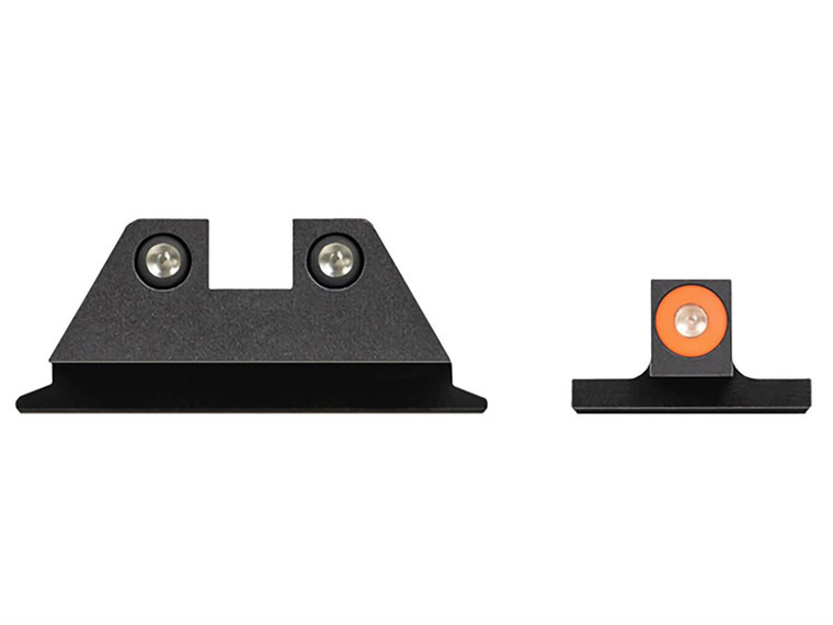 Night Fision Sight Set For Smith & Wesson M&P, SD Series Square Notch With Orange Outline and Green Tritium - Front and Rear Sights