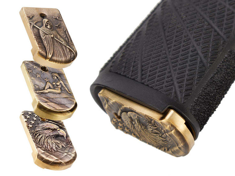 NDZ for Sig Sauer P365, P365 XL, P365 SAS Slim Carry Magazine Plate Heavyweight Brass, 3D Designs - Multiple Variations