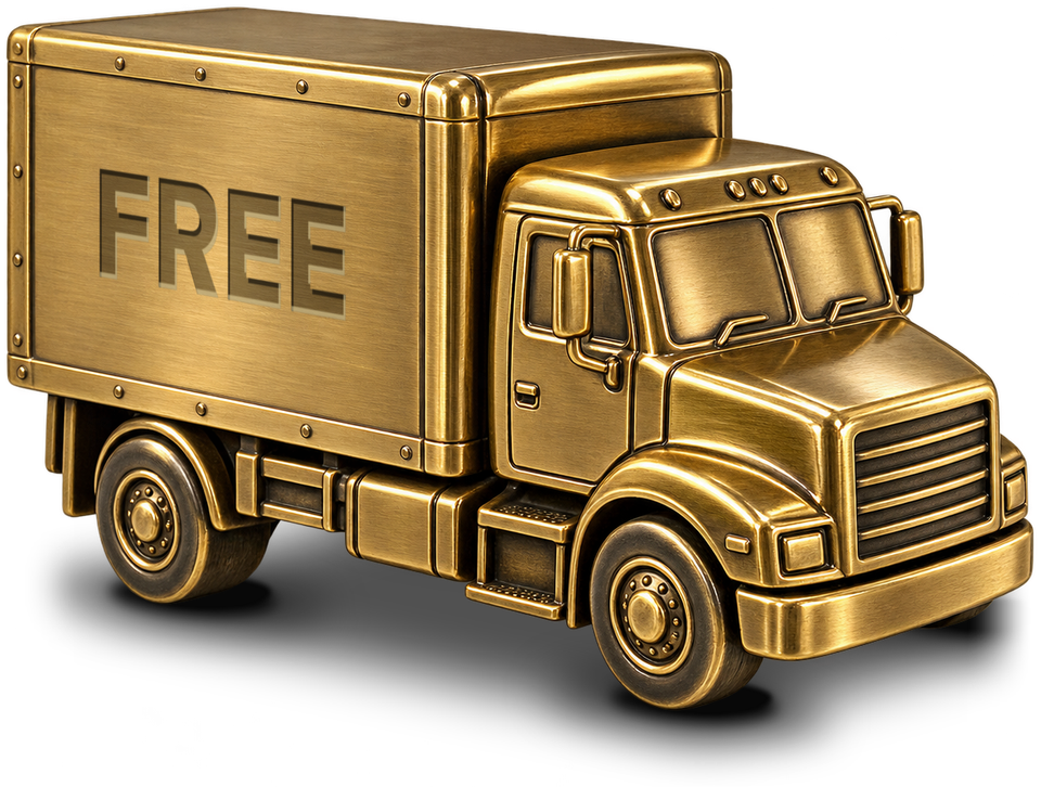 solid brass toy delivery truck paperweight