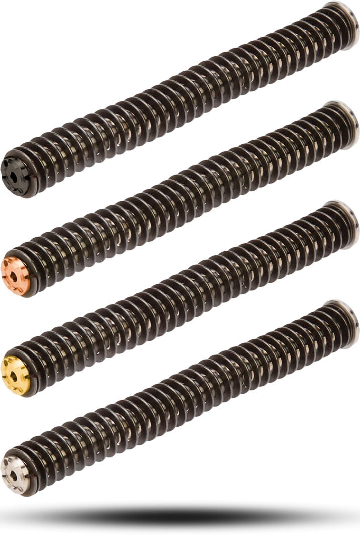 Four NDZ guide rod assemblies for Sig Sauer P320 full-size in different finishes