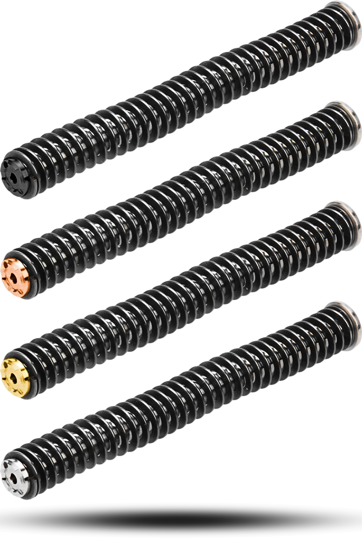 Four NDZ guide rod assemblies for Sig Sauer P320 full-size in different finishes