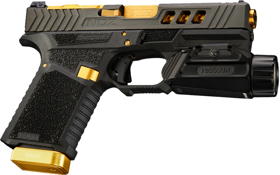 Custom Glock 19 build with gold NDZ parts