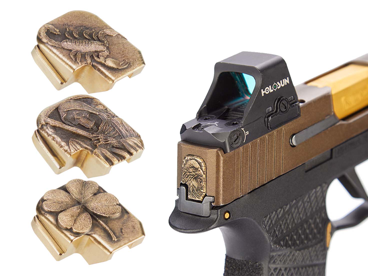 NDZ Sig P365 Series 3D Design Rear Slide Cover Plates Solid Brass