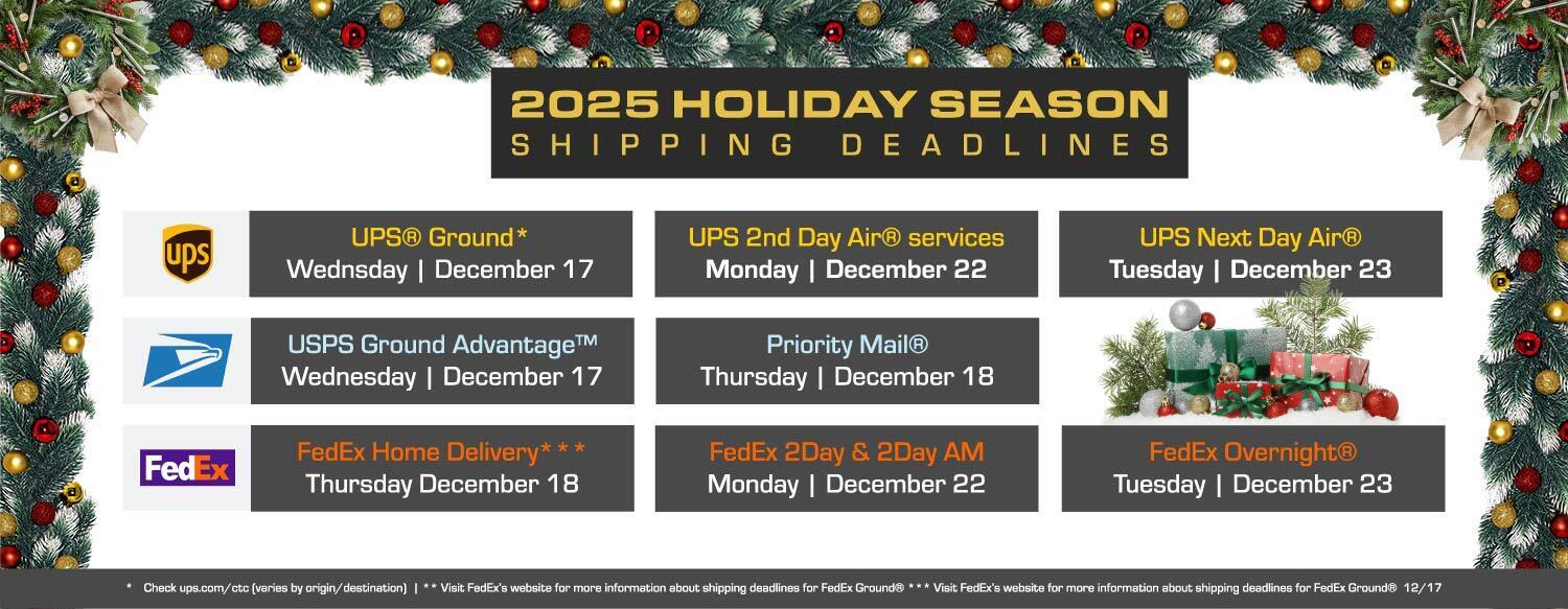 2025 Holiday Shipping Deadlines Chart.