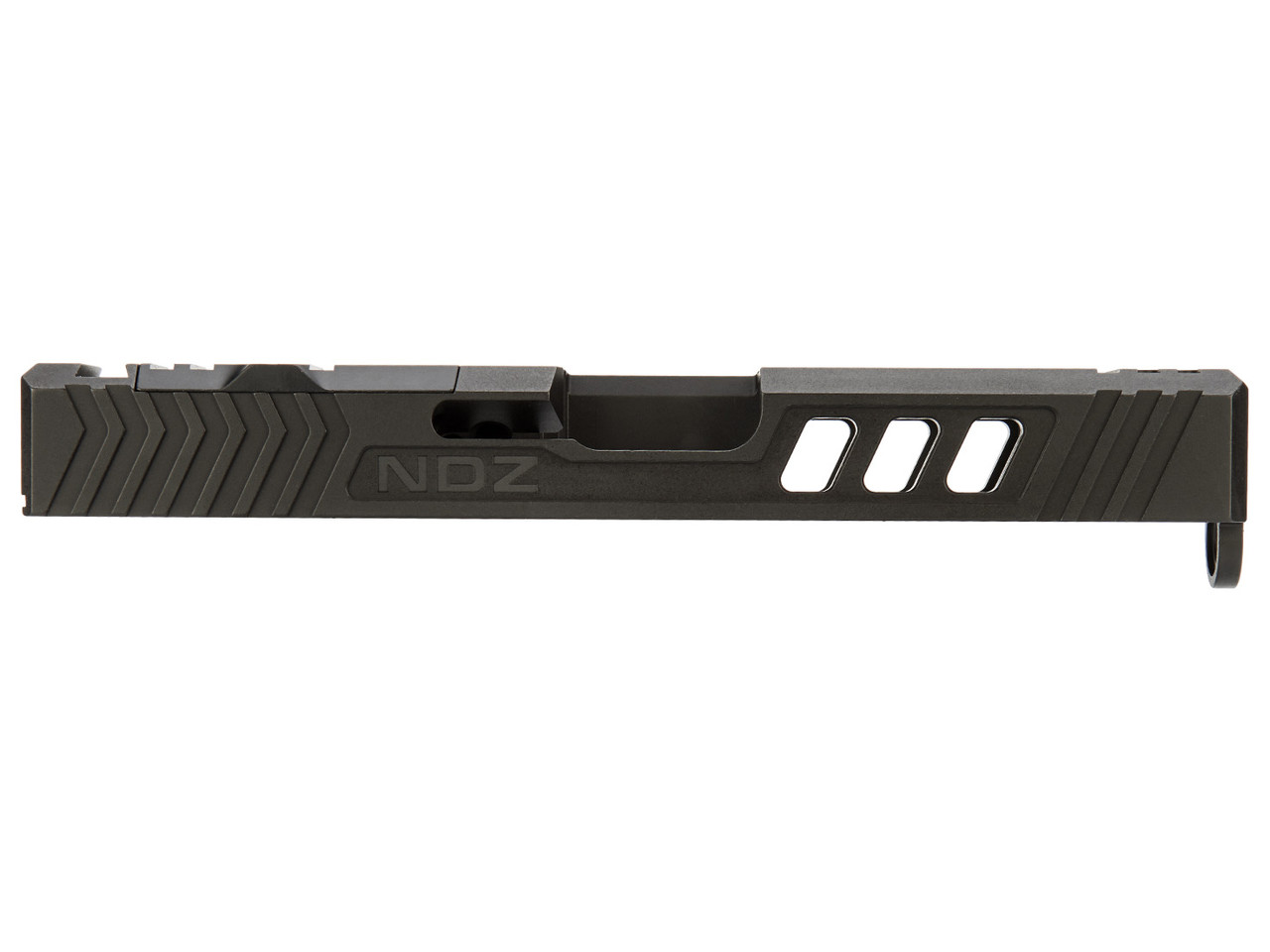 NDZ Glock 19 Gen 1-3 T.R.O.I. slide in black nitride with RMR optic cut, side profile