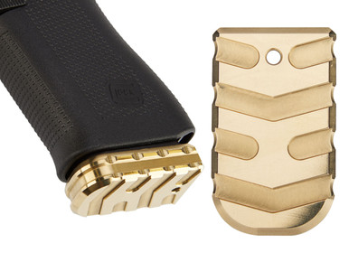 NDZ Glock 43X, 48 Brass Extended Magazine Base Plate, Aspis Cut