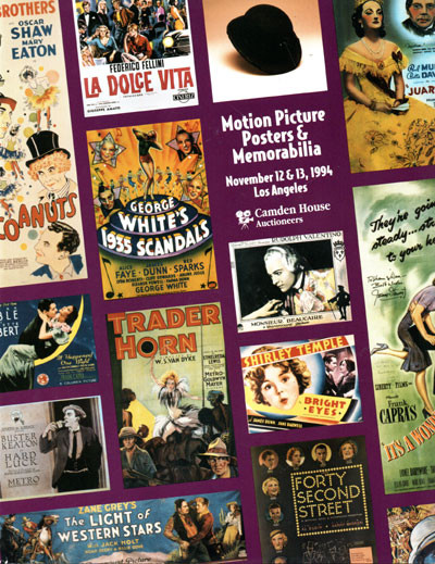 MOTION PICTURE POSTERS & MEMORABILIA (Nov. 1994 Camden) Auction Catalog