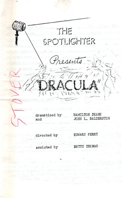DRACULA PROGRAM GUIDE (1972 Spotlighter small theatre production) - Collectible Program Guide