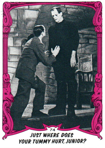 YOU'LL DIE LAUGHING #74 (1980 Series/Monster w/Henry Frankenstein) - Trading Card