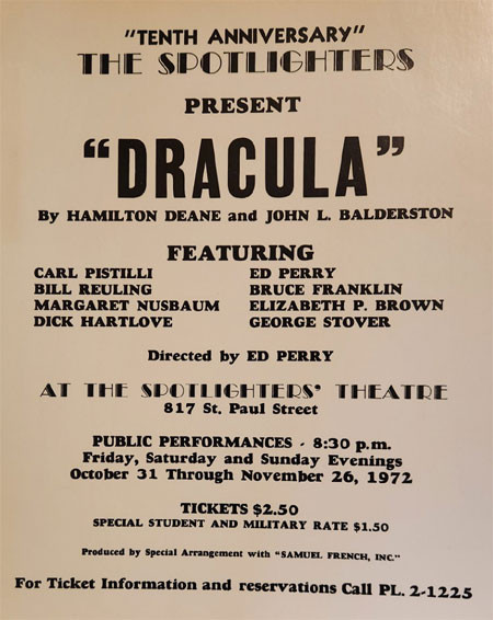 DRACULA (1972 Stage Play Ad) - 11x14 Heavy Stock Window Card