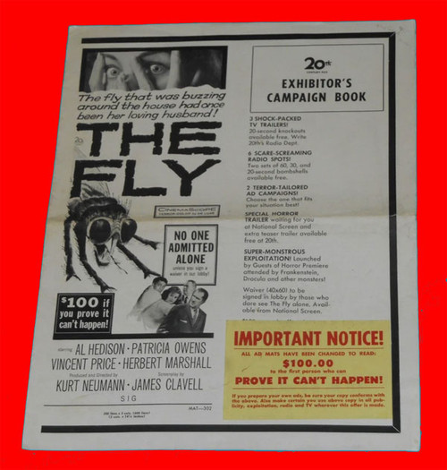 FLY, THE (1958) - Original Theater Pressbook