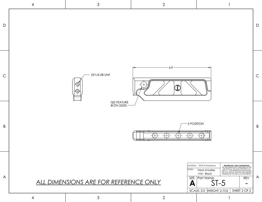 ST-5 Skeletonized Tube for Compact M4 Stocks for 4.5mm Folding  AK's