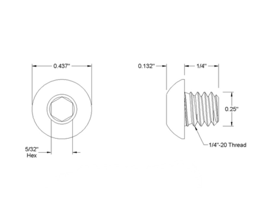 1/4"-20 x 1/4" Button Head Hex Drive Screw - MRKT-AKMS Cover Plate Screws