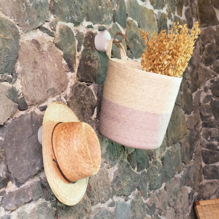 woven wall basket decor handmade in Mexico storage basket with handle for hanging