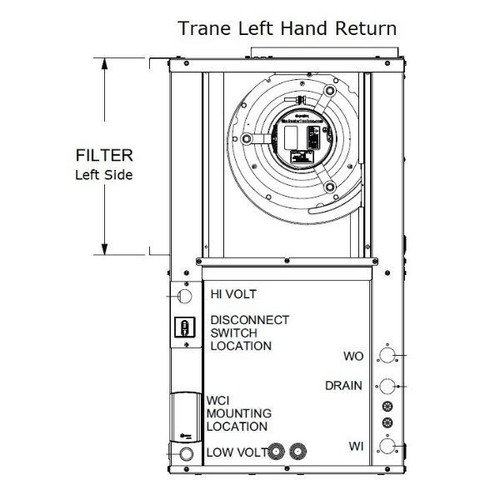 Trane Geothermal Heat Pump - 3 Ton - Vertical - Left Hand Return - Copper - GEVK036A1-0TLD1