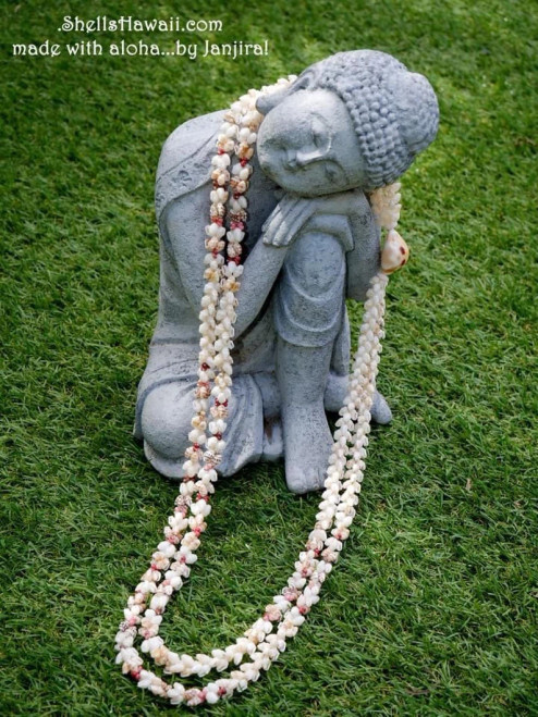 33” double strand Momi & Kahelelani shell necklace/Niihau shell necklace/lei #22165 33” double strand Momi & Kahelelani shell necklace/Niihau shell necklace/lei #22165