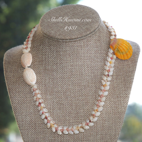 niihau shell necklace using hawaiian Momi, kahelelani and sunrise shell from hawaii
