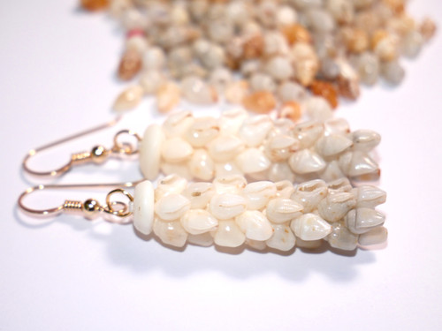  1 1/2" Ombré blue, white Momi shell earrings. Niihau shell earrings made with aloha...by Janjira! #2351