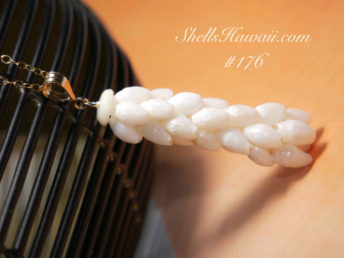 21.5" very hard to find pearl white Laiki shell necklace/pendant. Niihau shell jewelry made with aloha...by Janjira! #176