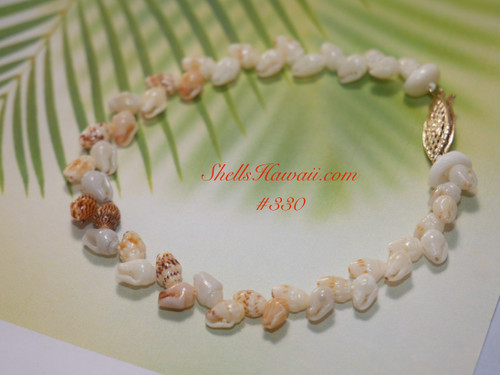 7 1/4" Niihau shell bracelet made of Momi shells from Niihau #330