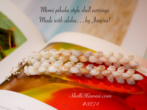 3 1/8 " Niihau shell earrings made of Momi shells #3274