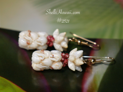 1 1/8" Niihau shell earrings/ Pineapple style! #2521