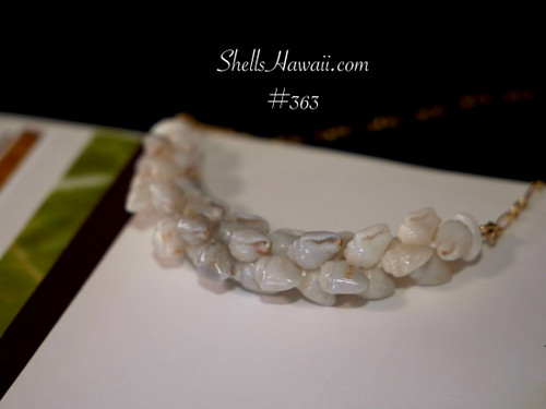 17" Niihau shell necklace made of Momi shells #363